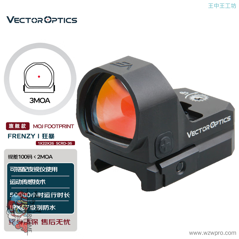 维特光学VECTOROPTICSFrenzy-MOJ狂暴微型红点瞄准镜瞄准ipsc运动传感RMR高抗震小视差